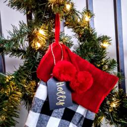 Personalized Christmas Stocking Tags Glitter Vinyl Name Tags - thumbnail 2