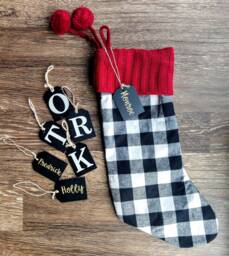 Personalized Christmas Stocking Tags Glitter Vinyl Name Tags