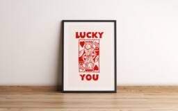 Lucky You Print - King Of Hearts Wall Art Playing Card Trendy Wall Art Bar Decor Retro Motivational Office - thumbnail 1