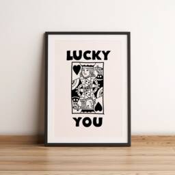 Lucky You Print - King Of Hearts Wall Art Playing Card Trendy Wall Art Bar Decor Retro Motivational Office - thumbnail 2