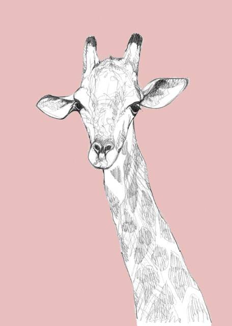 Giraffe Illustration, Kids Animals Room Decor, Baby Print 21x30 - image 1