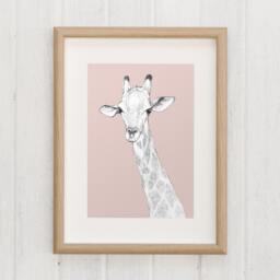 Giraffe Illustration, Kids Animals Room Decor, Baby Print 21x30 - thumbnail 2