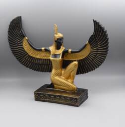 Egyptian Goddess Maat Open Wings Large Statue - 2 Style Gold Blue/Black Made in Egypt