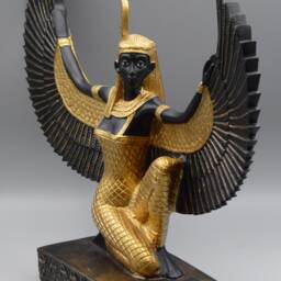 Egyptian Goddess Maat Open Wings Large Statue - 2 Style Gold Blue/Black Made in Egypt - thumbnail 3