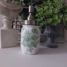 Beautiful Decoupaged Toile Floral Mason Jar Soap Dispenser.sveeral Colours & Designs Available - thumbnail 2