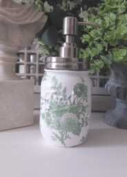 Beautiful Decoupaged Toile Floral Mason Jar Soap Dispenser.sveeral Colours & Designs Available - thumbnail 1