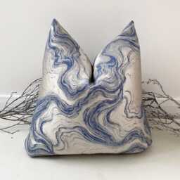 Luxury Navy Marble Champagne High Quality Modern Handmade Cushion Cover Pillow Sham - Style 143 - thumbnail 2
