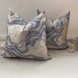 Luxury Navy Marble Champagne High Quality Modern Handmade Cushion Cover Pillow Sham - Style 143 - thumbnail 3