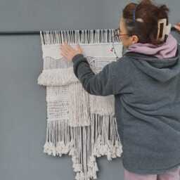 Large Woven Macrame Wall Hanging, Tassel Tapestry, Textile Art, Boho Home Decor - thumbnail 4