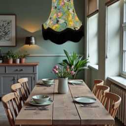 Oriental Cranes Lampshade, Handmade For Table Lamp Shades, Floor Standard Bases & Ceiling Lights Pendants - thumbnail 3