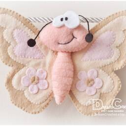 Felt Baby Name Banner Beige Butterfly Nursery Decor - thumbnail 3