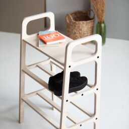 Shoe Rack, Tall Entryway Storage 114 cm, Mid Century Modern Shelf, Wooden Hallway Organizer, 74 cm Wide, Custom Size - thumbnail 2