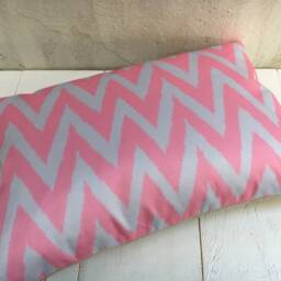Pink Ikat Pillow Cover, Handwoven Silk Cushion - 16x24 - thumbnail 4