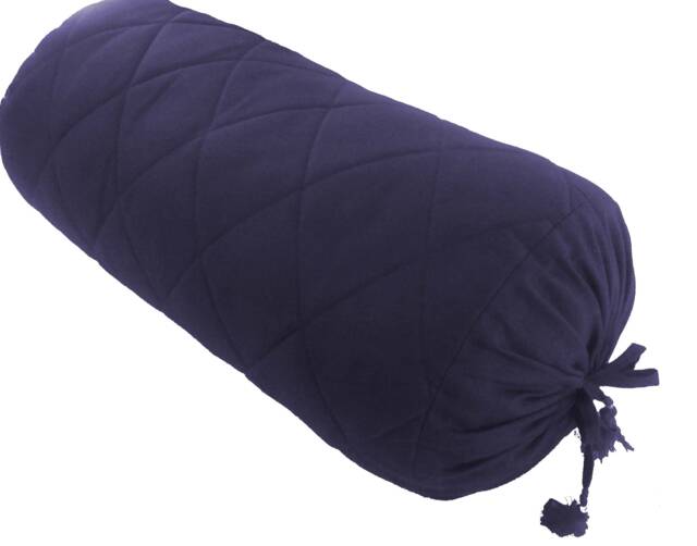 Quilted Blue Pillowcase Long Round Cylindrical Cushion Cover For Yoga , Leg Rest , Meditation Or For Massage Cotton Solid 10 - image 1