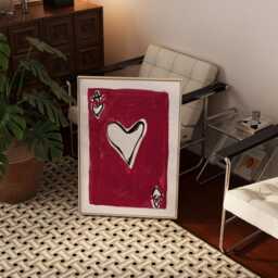 Ace Of Hearts Art Print Hand Painted Red Playing Card - thumbnail 3