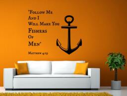 Follow Me & I Will Make You Fishers Of Men Verse Quote Bible Mathew 419 Wall Or Window Sticker Decal Vinyl Fathead Mural Decor L1995 - thumbnail 1