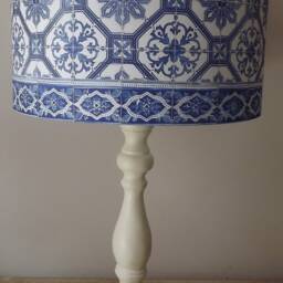 Blue Moroccan Tile Lampshade Shabby Chic Birds Fatta Da Mamma Free Gift - thumbnail 4