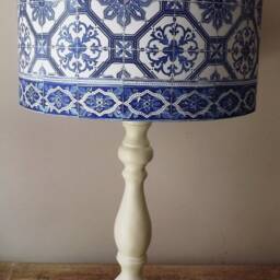 Blue Moroccan Tile Lampshade Shabby Chic Birds Fatta Da Mamma Free Gift - thumbnail 3
