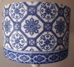 Blue Moroccan Tile Lampshade Shabby Chic Birds Fatta Da Mamma Free Gift - thumbnail 1
