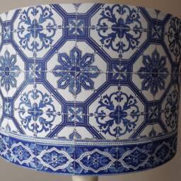 Blue Moroccan Tile Lampshade Shabby Chic Birds Fatta Da Mamma Free Gift - thumbnail 2