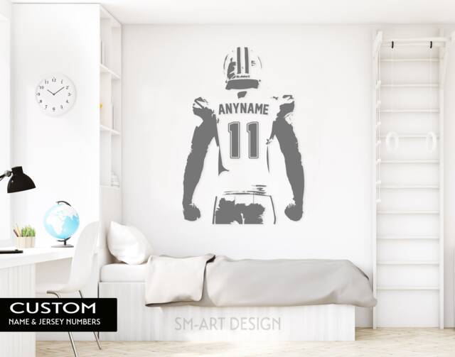 Custom Name Football Wall Decal Vinyl Sticker, Boy Bedroom Decor - image 1