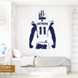 Custom Name Football Wall Decal Vinyl Sticker, Boy Bedroom Decor - thumbnail 3