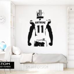 Custom Name Football Wall Decal Vinyl Sticker, Boy Bedroom Decor - thumbnail 2