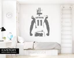 Custom Name Football Wall Decal Vinyl Sticker, Boy Bedroom Decor - thumbnail 1