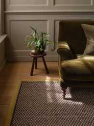 Sisal Rug - Divine Moonlight Mist 100% Boucle Carpet With Chartreuse/Camel & Midnight Border - Bedroom - thumbnail 1