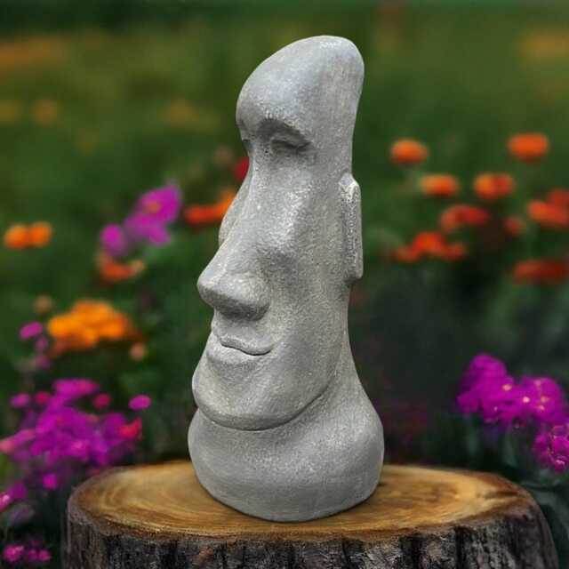 Concrete Moai Head Statue Stone Tiki Sculpture Outdoor Island Figurine Cement Polynesian Decor Garden Yard Ornament Rapa Nui Inspired Gift - image 1