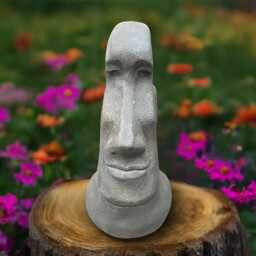 Concrete Moai Head Statue Stone Tiki Sculpture Outdoor Island Figurine Cement Polynesian Decor Garden Yard Ornament Rapa Nui Inspired Gift - thumbnail 2
