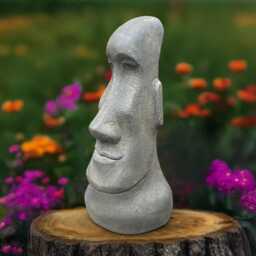 Concrete Moai Head Statue Stone Tiki Sculpture Outdoor Island Figurine Cement Polynesian Decor Garden Yard Ornament Rapa Nui Inspired Gift - thumbnail 1