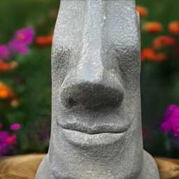 Concrete Moai Head Statue Stone Tiki Sculpture Outdoor Island Figurine Cement Polynesian Decor Garden Yard Ornament Rapa Nui Inspired Gift - thumbnail 4