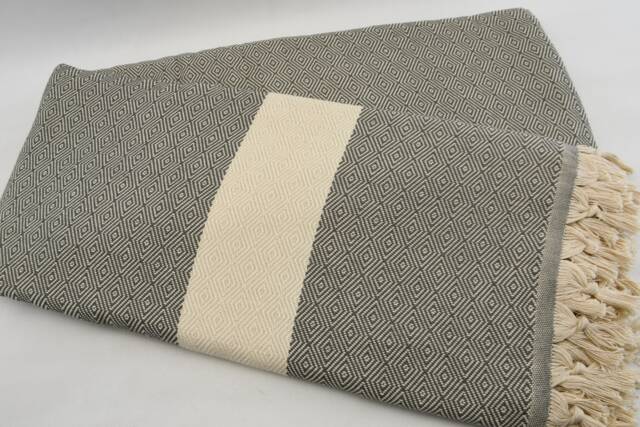 "Gray Bedspread, Geometric Blanket, 79""x95" - image 1