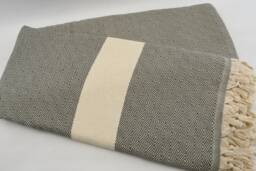 "Gray Bedspread, Geometric Blanket, 79""x95" - thumbnail 1