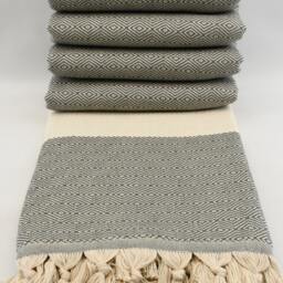 "Gray Bedspread, Geometric Blanket, 79""x95" - thumbnail 3
