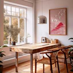 Pink Japanese Wall Art Poster Mount Fuji Crane Illustration Sakura Sky Minimal Home Decor Living Room Print, Style - thumbnail 3