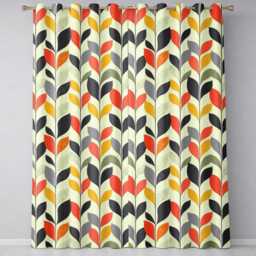 Abstract Modern Leaf Branch Pattern Soft Neutral Background Seamless Readymade Eyelet Ring Top Thermal 100% Blackout Curtains - thumbnail 2