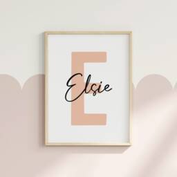 Custom Name & Initial Print - Personalised Sign For Nursery Kids Bedroom Wall Decor New Baby Unframed - thumbnail 2