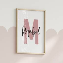 Custom Name & Initial Print - Personalised Sign For Nursery Kids Bedroom Wall Decor New Baby Unframed - thumbnail 3