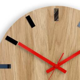 Wood Wall Clock, Silent Wooden Modern Clock For Office, Red Clock Hands - thumbnail 2