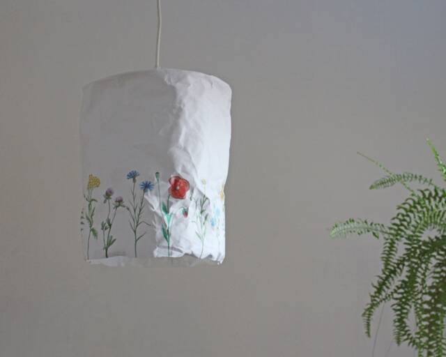Summer Lampshade, Meadow Flowers Washable Paper Lampsahde, Pendant Lamp, Light, Lighting - image 1
