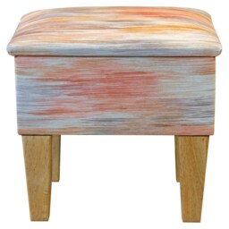 Multicoloured Abstract Storage Stool - Velvet Dressing Table Handmade in Britain - thumbnail 3