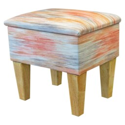 Multicoloured Abstract Storage Stool - Velvet Dressing Table Handmade in Britain - thumbnail 2