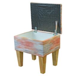 Multicoloured Abstract Storage Stool - Velvet Dressing Table Handmade in Britain - thumbnail 1