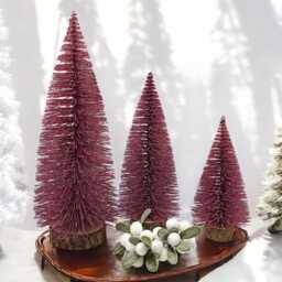 Sparkly Hot Pink Mini Christmas Tree Bottle Brush Tree - thumbnail 3