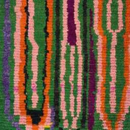 Handmade Berber Runner Rug Colorful Moroccan Green Wool Carpet - thumbnail 2