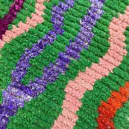 Handmade Berber Runner Rug Colorful Moroccan Green Wool Carpet - thumbnail 4