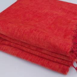 Handwoven Yak Wool Blend Blanket Lightweight Travel Shawl, Vermillion - thumbnail 3