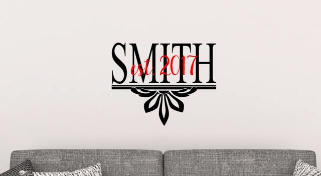 Vinyl Decal, Custom Last Name With Est. Year Wall Foyer Decor, Home Art - image 1